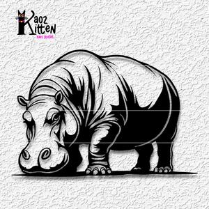Hippo wall art Hippotomus wildlife decor