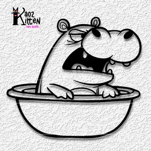 moo deng bath wall art funny hippo internet meme decor