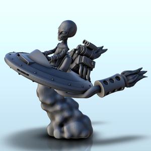 Alien shuttle with pilot and double reactor (24) (+ pre-supported version & rounded base) - SF Warhordes ET extraterrest Confrontation