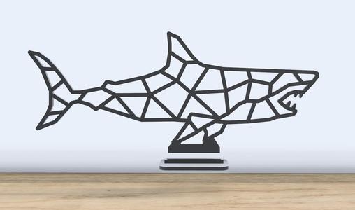 Geometric Low Poly - Shark - With Stand