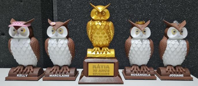 Owl statue trophy for 30 years educating kids & childrens | Troféu estátua coruja de 30 anos educando crianças 