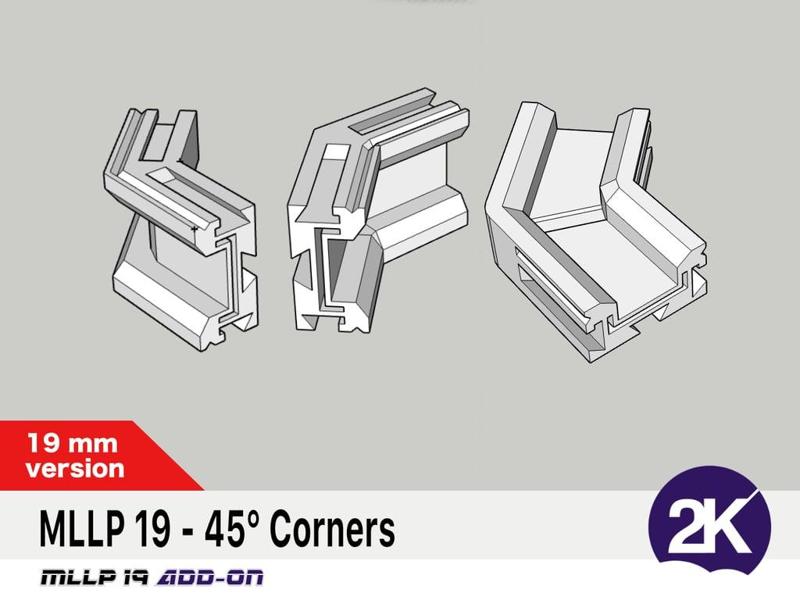 The Modular LED Light Profile, MLLP 19, 45° corners add-on