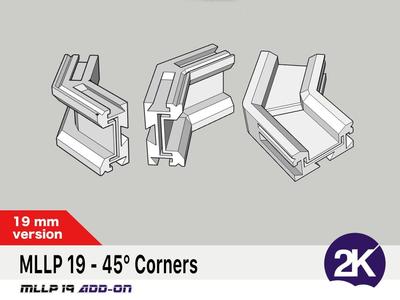The Modular LED Light Profile, MLLP 19, 45° corners add-on