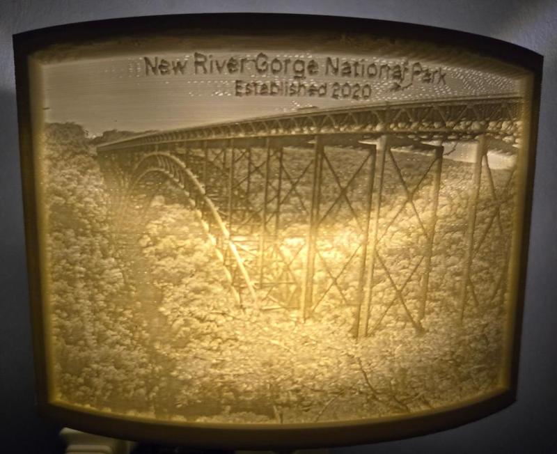 New River Gorge National Park Nightlight Lithophane