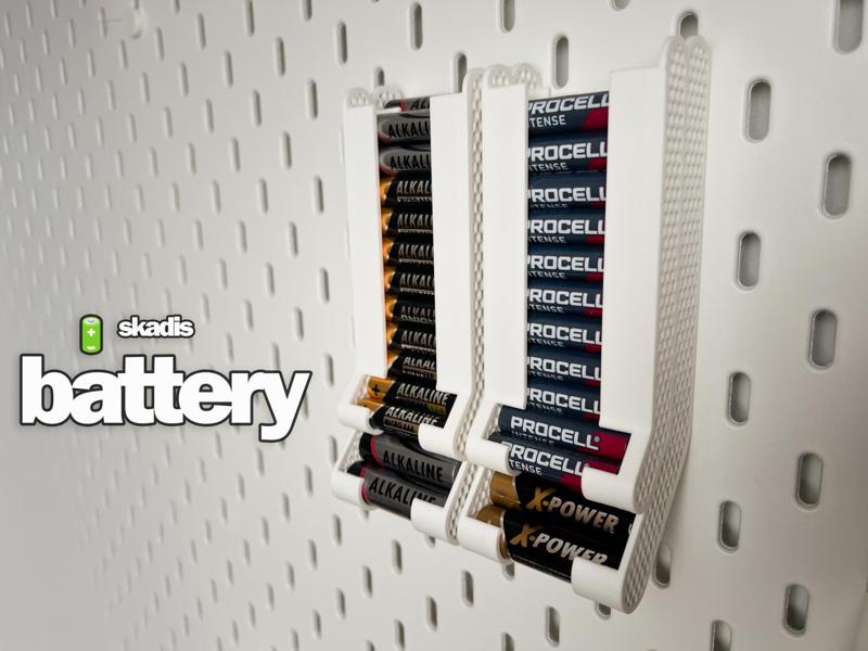 Battery Holder/Dispenser for IKEA Skadis AA + AAA 