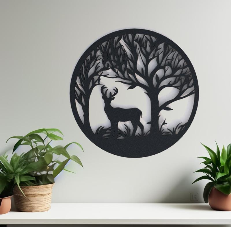 Deer in the woods wall art hanging