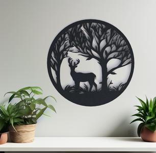 Deer in the woods wall art hanging