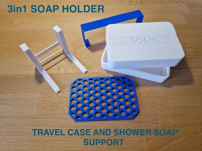 3in1 Soap holder, travel case, shower soap support