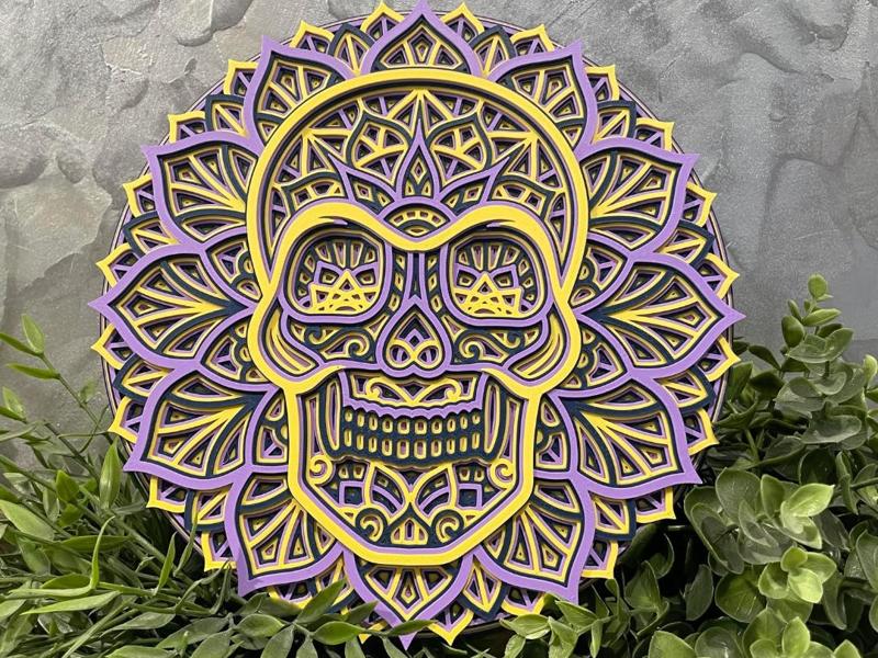 Customizable Layered Mandala Skull