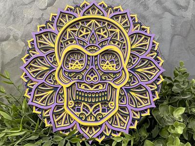 Customizable Layered Mandala Skull