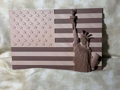 American Flag with Statue of Liberty