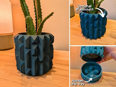 Wall Planter with vertical rooftop pattern