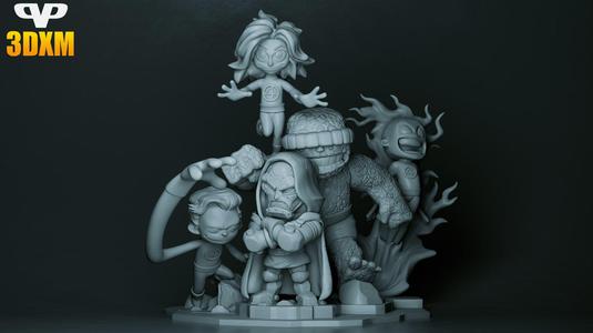 Fantastic 4 vs Dr Doom Chibi Diorama for 3D Printing STL