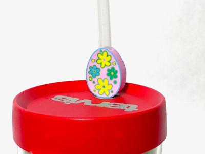Floral Easter Egg Stanley Straw Charm