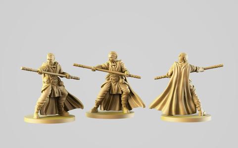 The monk figurine of man holding sword