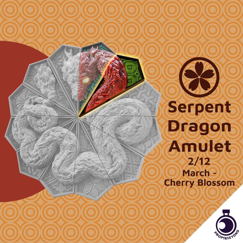 Serpent Dragon Amulet - Yayoi - Cherry Blossom Shard - March