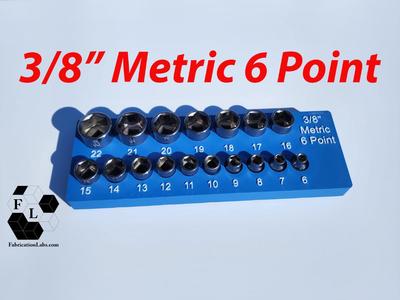 3/8" Metric 6 point socket holder, gridfinity