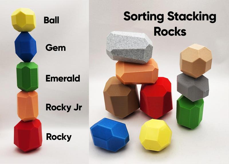 Sorting Stacking Rocks / Balancing Stones Developmental Toy