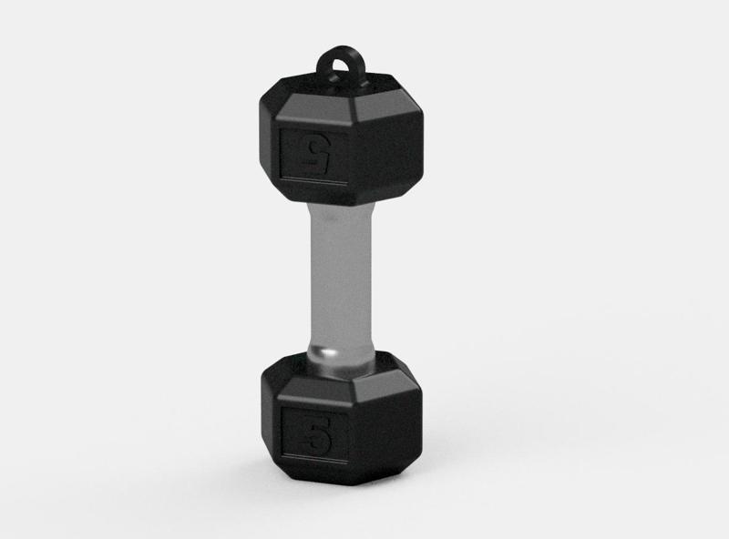 Tiny dumbbell keychain