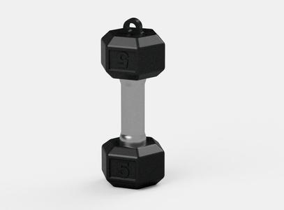 Tiny dumbbell keychain
