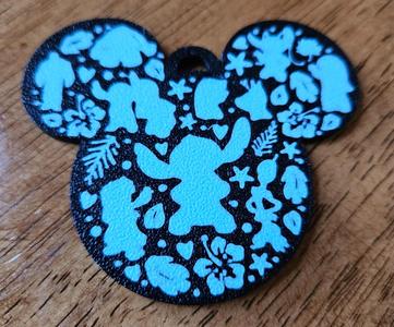 Stitch Mickey Ears Keychain or Backpack clip