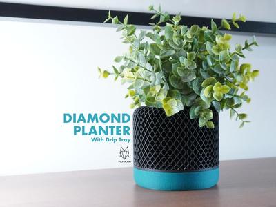Diamond Planter With Drip Tray - Foxwood