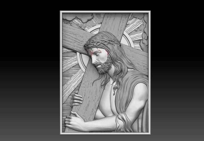 Jesus Carrying The Cross cnc model bas relief