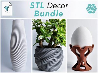 3D Print File STL Pack - Homedecor 3D Bundle - Vase, Egg Cup, Plant Pot - Instant Download