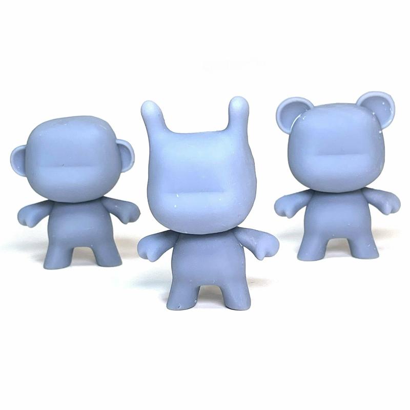 Set of Three 3D Printable DIY Art-Toy Figures: Monkey, Rabbit, Bear | Customizable Blank Toys | Royalty-Free Design for Personal & Commercial Use