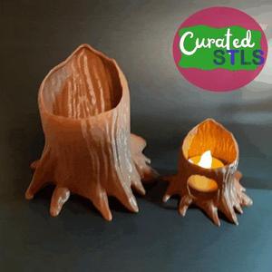 Hollow Stump Container - Pen Holder - Tealight Holder - Print-in-place - support free