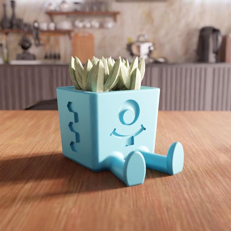 3D Sitting Cute Planter STL File - Unique Desk Planter for Gifts, Indoor Plant Pot, Modern Home Decor, 3D Printable File for Her
