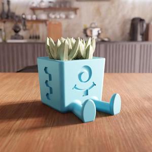 3D Sitting Cute Planter STL File - Unique Desk Planter for Gifts, Indoor Plant Pot, Modern Home Decor, 3D Printable File for Her