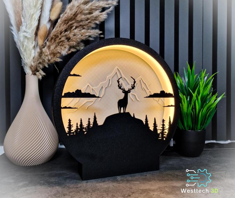 Deer with Mountains LED Lamp