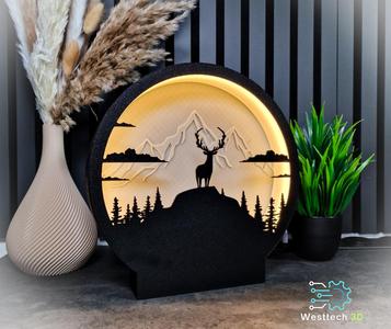 Deer with Mountains LED Lamp