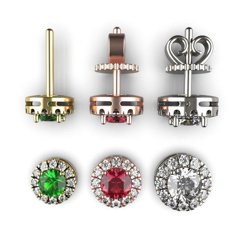 Round Diamond Halo Stud Earrings