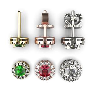 Round Diamond Halo Stud Earrings