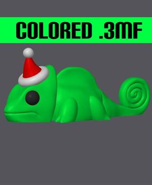 Christmas Chameleon - Mini Monster #4 Colored .3MF
