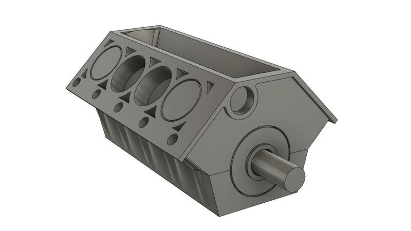 Flat-Pack mini V8 engine