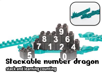 Stackable number blocks for math education with dragon base