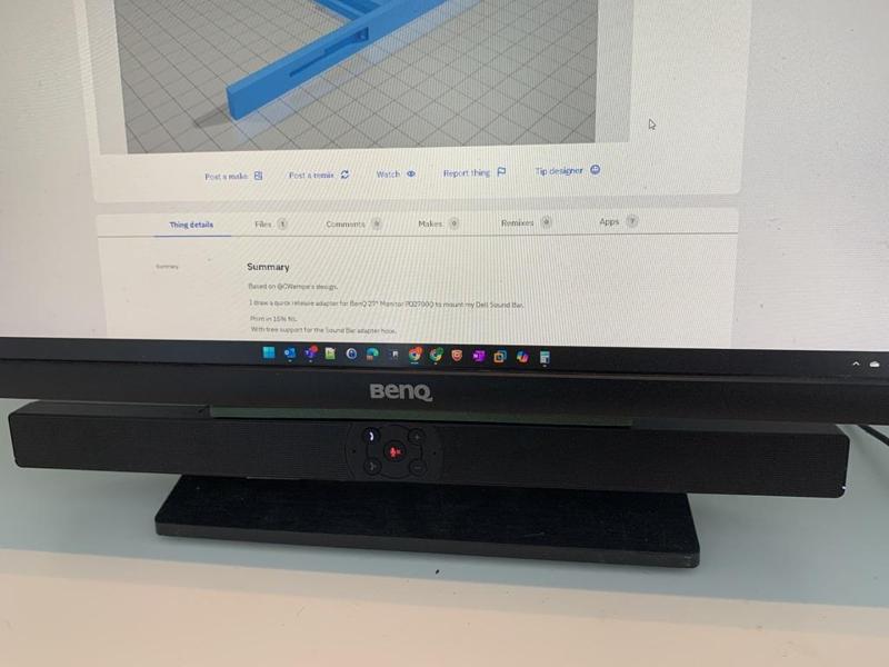 Dell Sound Bar mount for BenQ 27" Monitor PD2700Q