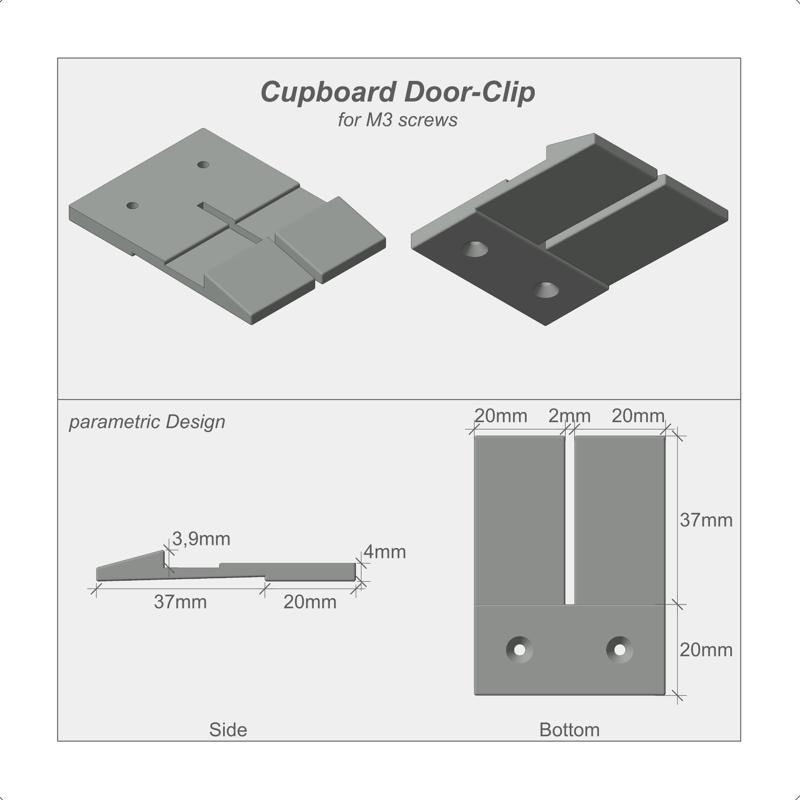 Cupboard Door Hook (parametric)
