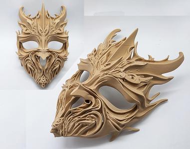 Wood-Carved Dark Ritual Mask
