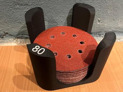 Stackable holder for 125mm/5" sandpaper disk