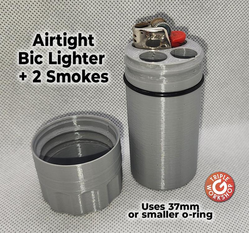 Airtight Bic + 2 smokes container with O-Ring