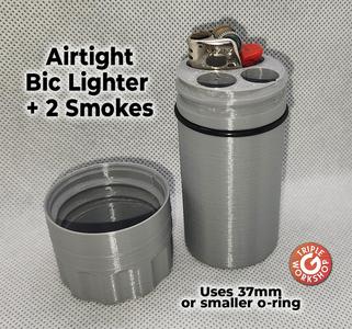 Airtight Bic + 2 smokes container with O-Ring