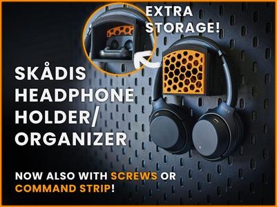Headphone Holder & Organizer IKEA Skådis or Wall