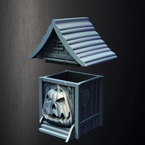 Spooky Horror Halloween Pumpkin Hut Trick O Treat Dice Jar/ Dice Case/  Candy Jar   3D Printer STL File Format