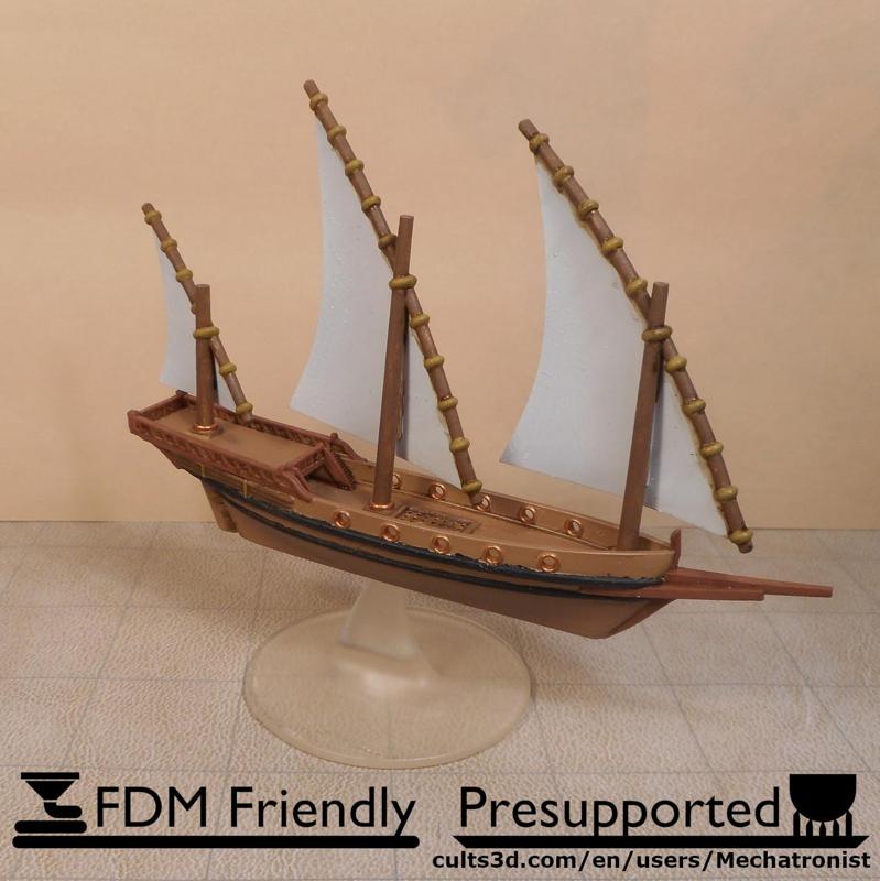 Xebec Sailing Ship Gaming Miniature Compatible with DnD Spelljammer