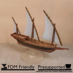 Xebec Sailing Ship Gaming Miniature Compatible with DnD Spelljammer