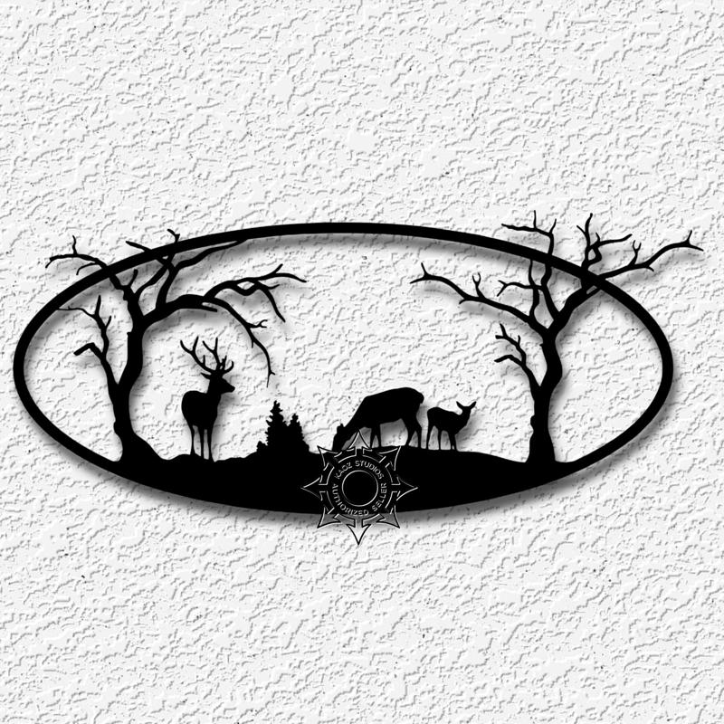 winter deer wall art autumn mountain wildlife decor